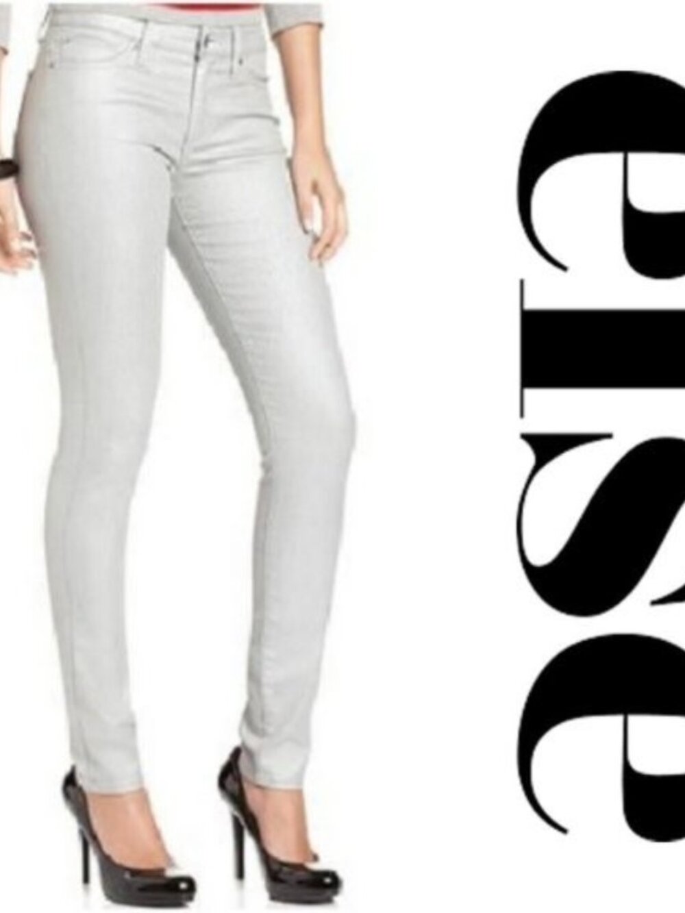 Else Skinny Jeans Silver Metal size W26 NWT
